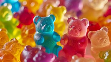 AI generated Abstract background of colorful gelatin bears photo