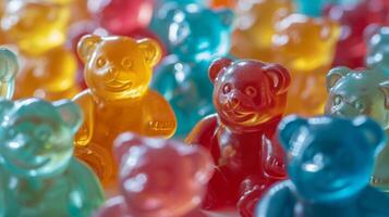 AI generated Abstract background of colorful gelatin bears photo