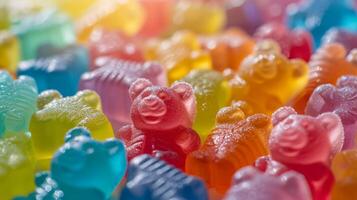 AI generated Abstract background of colorful gelatin bears photo