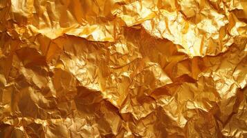 AI generated Abstract background made of gold foil photo