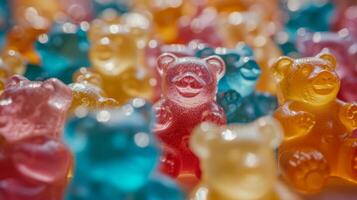 AI generated Abstract background of colorful gelatin bears photo