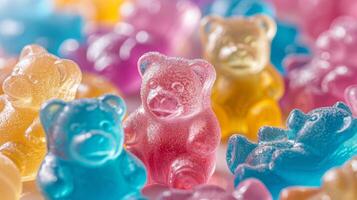 AI generated Abstract background of colorful gelatin bears photo