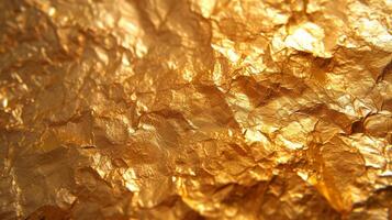 AI generated Abstract background made of gold foil photo