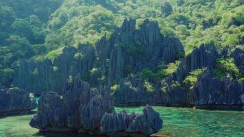 Aerial view of Cadlao Lagoon rocks video