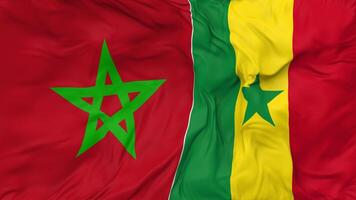 Maroc et Sénégal drapeaux ensemble sans couture boucle arrière-plan, en boucle bosse texture tissu agitant lent mouvement, 3d le rendu video