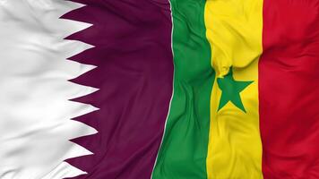 Qatar and Senegal Flags Together Seamless Looping Background, Looped Bump Texture Cloth Waving Slow Motion, 3D Rendering video