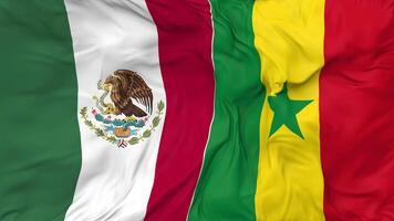 Mexico and Senegal Flags Together Seamless Looping Background, Looped Bump Texture Cloth Waving Slow Motion, 3D Rendering video