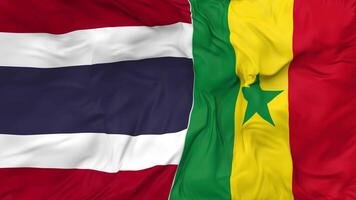 Thailand and Senegal Flags Together Seamless Looping Background, Looped Bump Texture Cloth Waving Slow Motion, 3D Rendering video