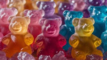 AI generated Abstract background of colorful gelatin bears photo