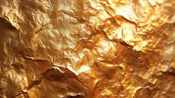 AI generated Abstract background made of gold foil photo