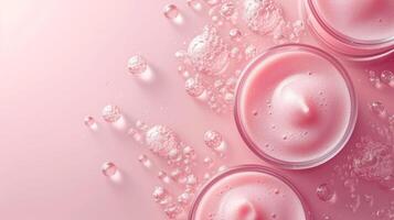 ai generado hermosa rosado antecedentes para productos cosméticos publicidad foto