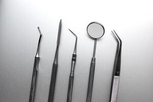 Dentist tools. Teethcare, dental health concept. photo