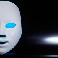 Cosmetic LED mask. Concept of an android face and a virtual reality mask. photo