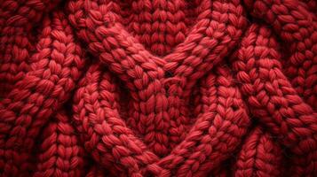 AI generated Background made of red knitted material texture photo