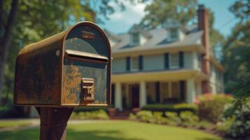 AI generated American mailbox close-up photo