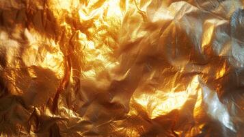 AI generated Abstract background made of gold foil photo