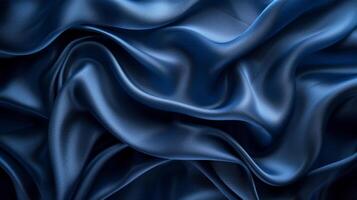 AI generated Abstract background made of dark blue silk material photo