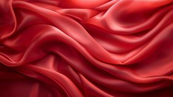 AI generated Abstract background made of red silk material photo