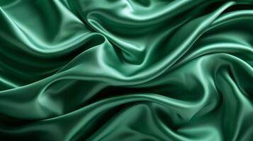 AI generated Abstract background made of emerald silk material photo