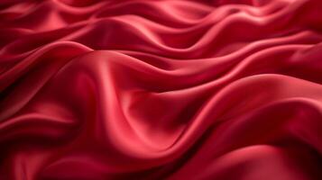 AI generated Abstract background made of red silk material photo