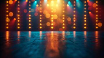 AI generated Abstract blurred background of spotlights on a dark stage photo