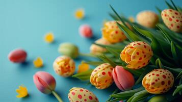 AI generated Beautiful bright poster for Easter advertising without text photo