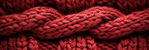 AI generated Background made of red knitted material texture photo