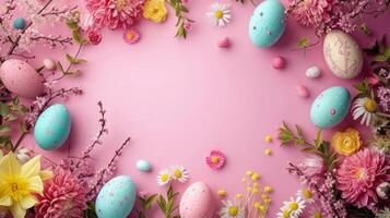AI generated Beautiful bright poster for Easter advertising without text photo