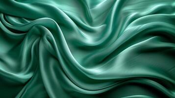 AI generated Abstract background made of emerald silk material photo