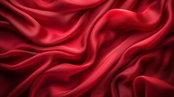 AI generated Abstract background made of red silk material photo