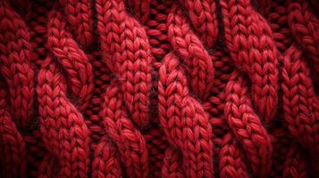 AI generated Background made of red knitted material texture photo