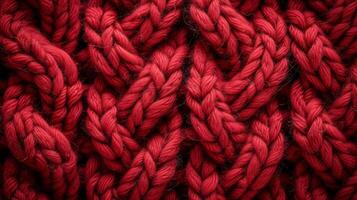 AI generated Background made of red knitted material texture photo