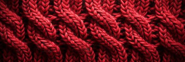 AI generated Background made of red knitted material texture photo