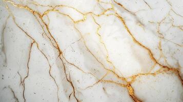 AI generated Beautiful background of white natural marble with golden veins photo