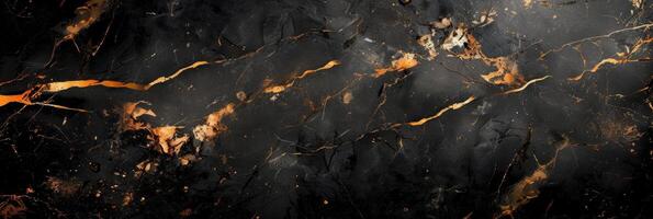 AI generated Beautiful background of black natural marble with golden veins photo