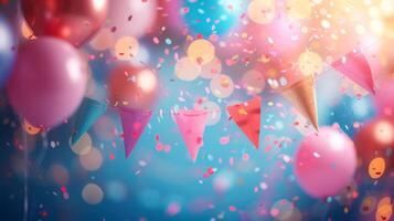 AI generated Festive blurred birthday background photo