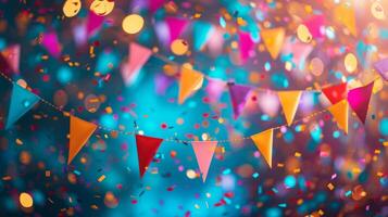 AI generated Festive blurred birthday background photo