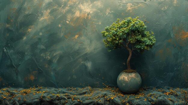 AI Generated Concept for Earth Day. Mixed media. photo