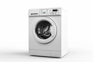 AI generated White washing machine stands isolated photo