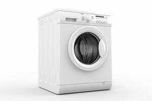 AI generated White washing machine stands isolated photo