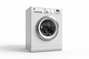 AI generated White washing machine stands isolated photo