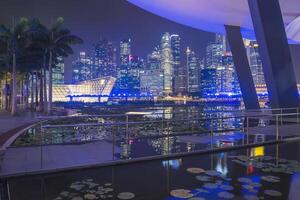 Singapore, Singapore, 2014, Downtown central financial district at night viewed from the Art and Science Museum, Singapore photo