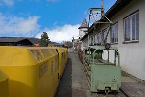 goslar, Alemania, 2023, mineros transporte ferrocarril, rammelsberg mía edificios, goslar, duro, Baja sajonia, Alemania foto