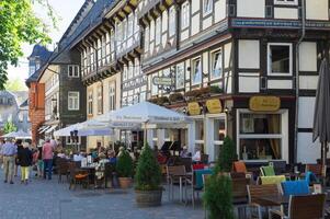 goslar, Alemania, 2015, medio enmaderado casas, goslar, duro, inferior Sajonia, Alemania, la unesco mundo patrimonio sitio foto