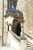 quedlinburgo, Alemania - 2015, ciudad salón lado puerta, quedlinburgo, duro, Sajonia detenerse, Alemania, la unesco mundo patrimonio sitio foto