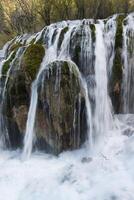 Bamboo Lake waterfall, Jiuzhaigou National Park, Sichuan Province, China, Unesco World Heritage Site photo