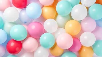 AI generated Pastel birthday party balloon background photo