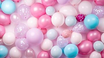 AI generated Pastel birthday party balloon background photo