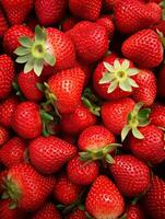 AI generated fresh red strawberries photo