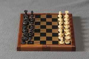 portable and pocket sized chess set all ready for a game photo